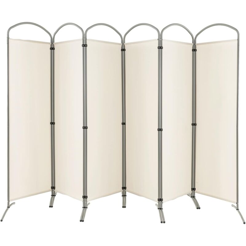 Paravent Séparation Pliant-Cadre en Métal-Idéal pour Maison,Bureau,Hôpital,331x188CM,6 Panneaux,Beige - Goplus