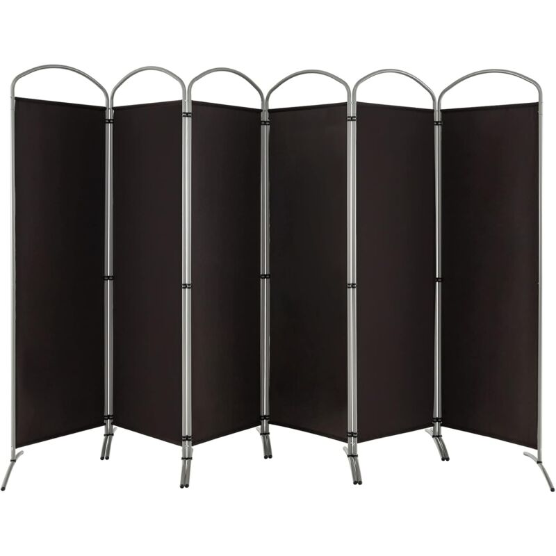 Paravent Séparation Pliant-Cadre en Métal-Idéal pour Maison,Bureau,Hôpital,331x188CM,6 Panneaux,Café - Goplus