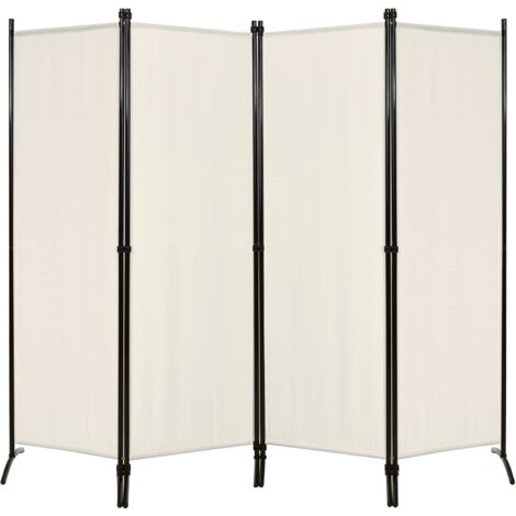 GOPLUS Paravento da Interno Esterno, in Metallo, Piedini Stabili, Separé Divisorio, per Soggiorno, Camera da Letto, Ufficio (4 Pannelli, Beige)