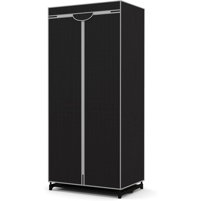 GOPLUS Pendrie en Tissu avec Housse- 74 x 50 x 172CM- 3 Parties d'espace de Stockage-Armoire de Vêtements Imperméable，Noir