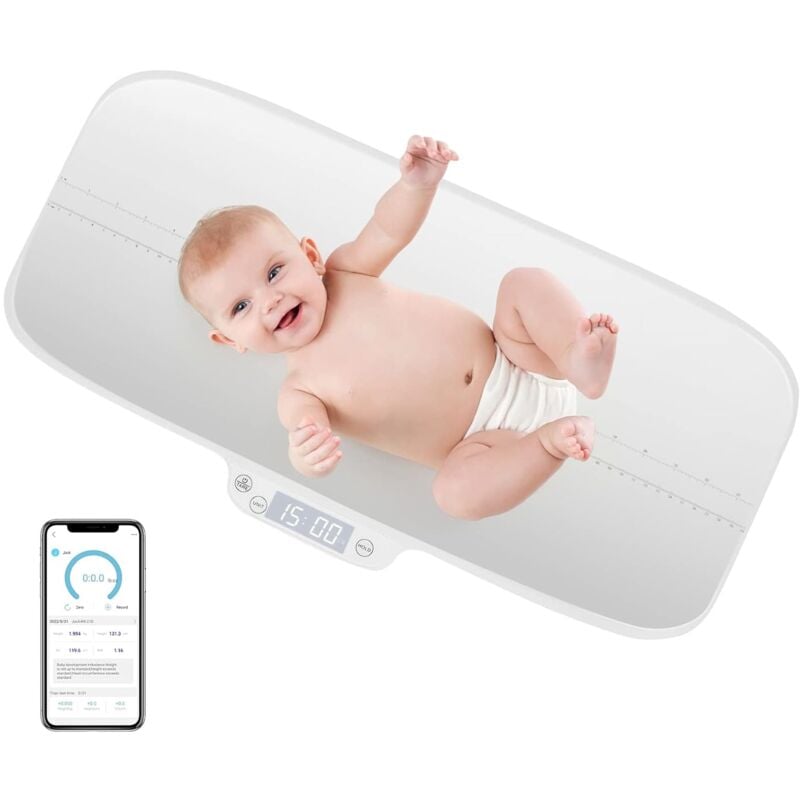 Pèse-Bébé Numérique Charge 30KG-Balance Intelligente Bluetooth et Application-Fonctions de Maintien et de Tare-Affichage led - Goplus