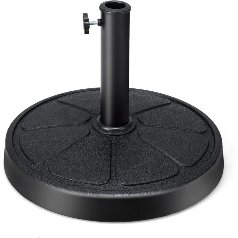 Pied de Parasol de Jardin 38/48 mm en Résine avec Tube en Métal, Base de Parasol Lestée de 14KG, Socle de Parasol de Ø45 cm - Goplus