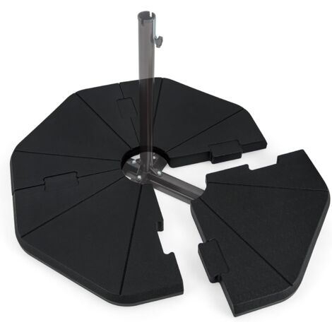 GOPLUS Pied de Parasol Déporté en 4 Pièces, Remplissable de Sable et d'eau, Capacité de 94 kg, Facile à Remplir avec Becs