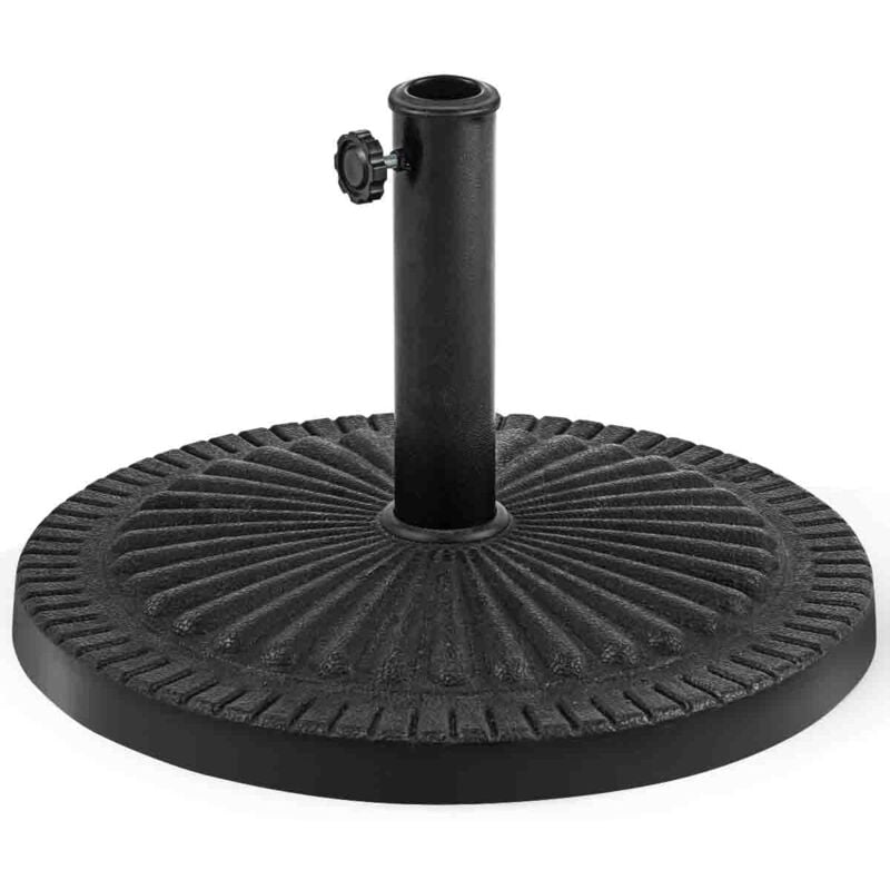 GOPLUS Pied de Parasol en Résine 15KG, Support de Parasol Rond avec Bouton Rotatif, Convient pour Poteaux de Parapluie de Φ 38/48 MM, Base de Parasol