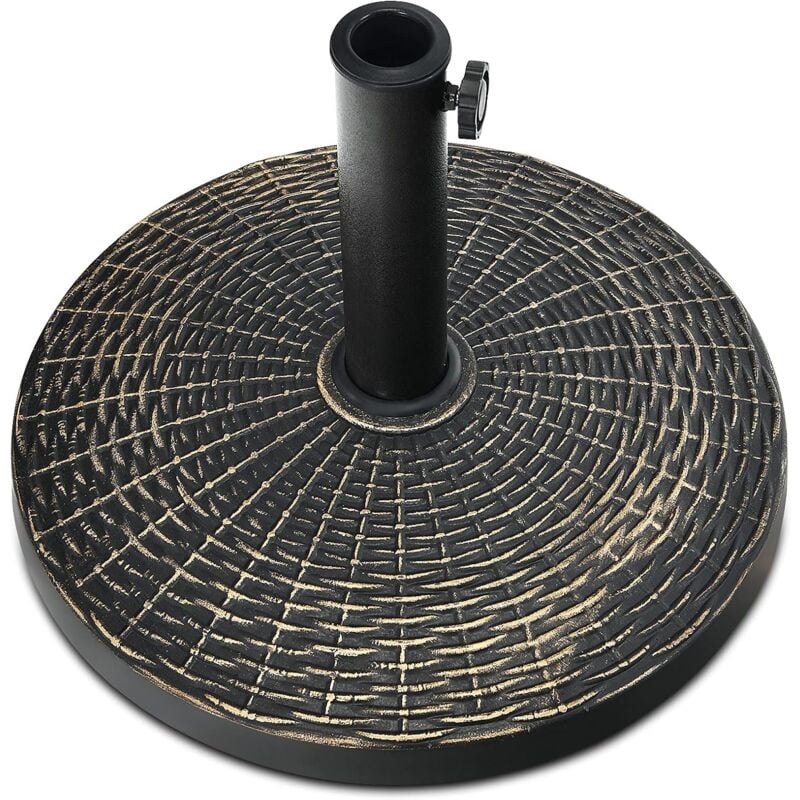 Goplus - Pied de Parasol Lourd en Résine Antique, Base de Parasol Ronde, Porte-parasol pour Parasol de 38 mm et 48 mm, Bouton Rotatif Manuel, Socle