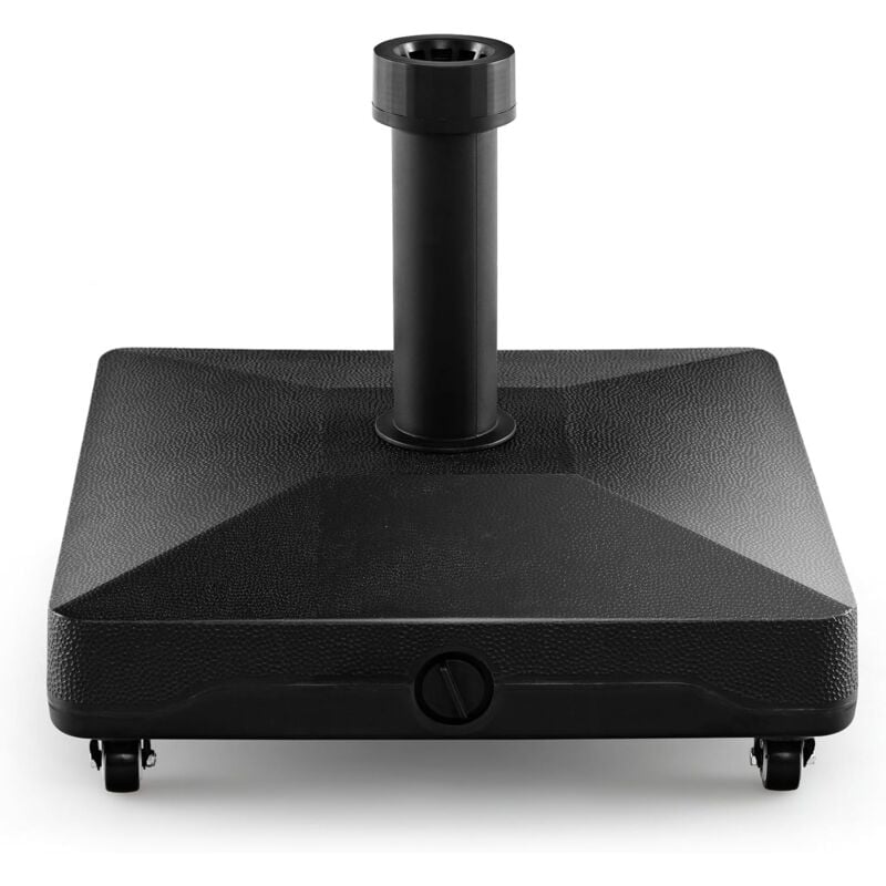 Pied de Parasol sur roulettes, Support Parasol à Remplir d'eau 16L et de Sable 24,5KG, Convient de Parasol φ 32/48mm, 2 Récepteurs, Socle Parasol