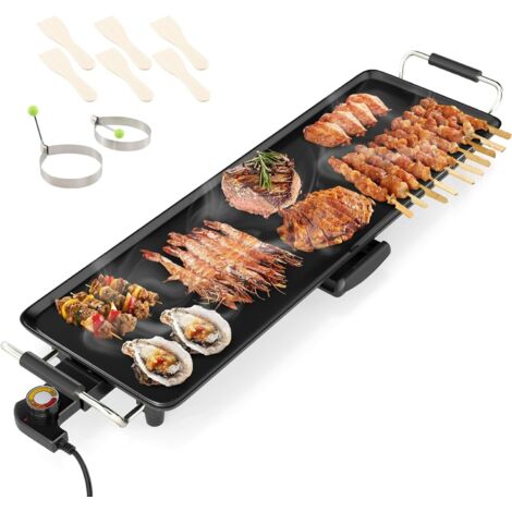 Goplus – Plancha électrique XXL 1400W – Thermostat ajustable 93-218℃ – Surface antiadhésive 69x22,5cm – Pour 8 personnes – Poignées isolées