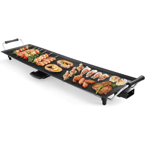 Goplus – Plancha électrique XXL 1800W – 90 x 23 cm – 5 niveaux de température – Plaque antiadhésive et déflecteur thermique