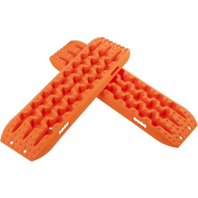 GOPLUS 2 Tapis de Traction Charge 10T-Planches de Récupération Tout-Terrain-Plaque de Déblocage Contre Sable/Boue/Neige Orange