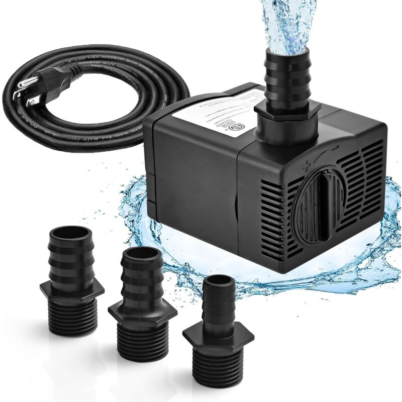 Pompe Eau Submersible 22W, 900L/H, Pompe à Eau pour Fontaine avec Elévation de 2,20 m, 3 Buses, Ultra Silencieuse - Goplus