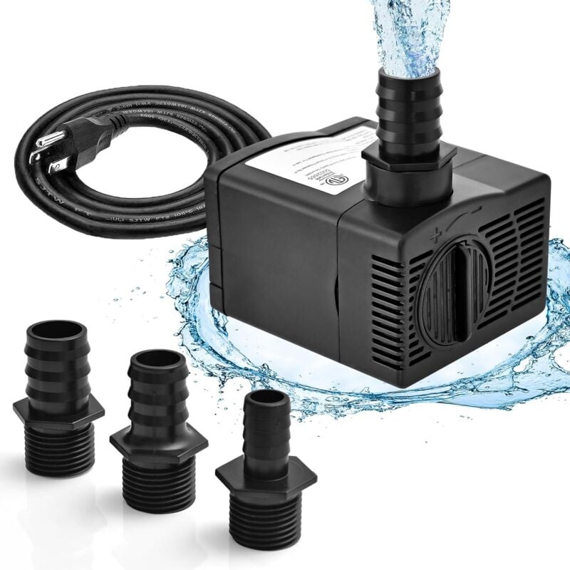 Pompe Eau Submersible 30W, 1450 l/h, Pompe à Eau pour Fontaine avec Elévation de 2,20 m, 3 Buses, Ultra Silencieuse - Goplus