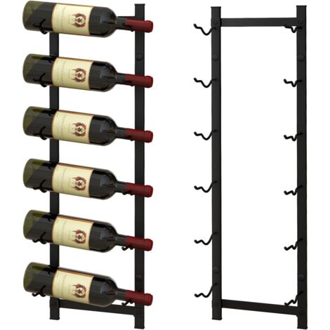 GOPLUS Portabottiglie da Parete per 6 Bottiglie, Portabottiglie di Vino da Appendere in Metallo, Portabottiglie in Stile Moderno per Bar, Cucina, Cantina, Sala da Pranzo (22 x 13,5 x 73 cm)