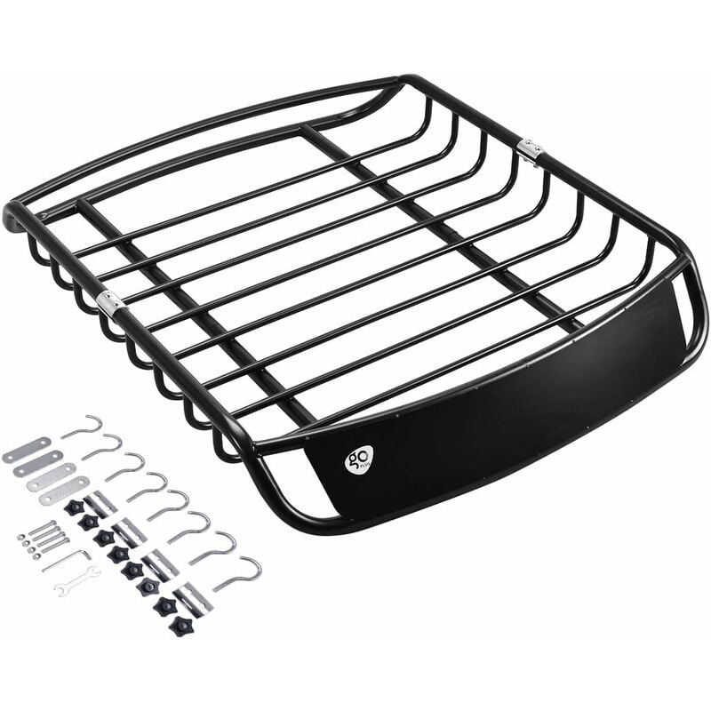 Porte-Bagage pour Voiture en Metal, Galerie de Toit de Voiture avec Barres Verrouillables, Support de Toit, Panier de Toit avec 8 Crochets, Charge