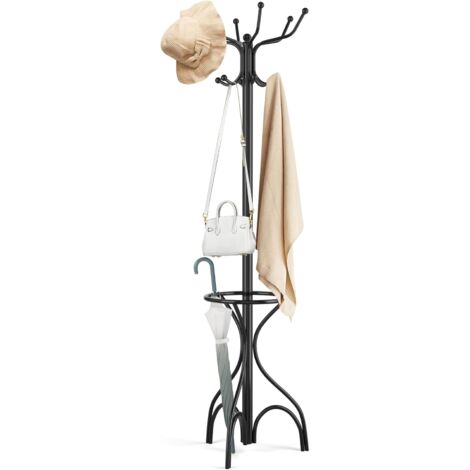 GOPLUS Porte-Manteaux sur Pied,Portant à Vêtements en Métal avec 10 Crochets en Forme d’Arbre,Peu Encombrant,pour Bureau,Chambre,Noir
