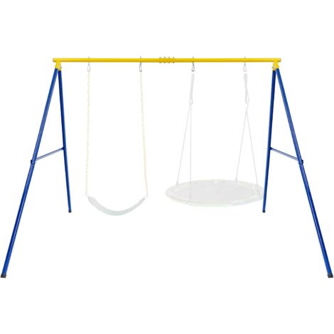 Goplus – Portique de balançoire en acier – Cadre support nid d’oiseau extra-large 300 kg – Patins antidérapants – Installation rapide