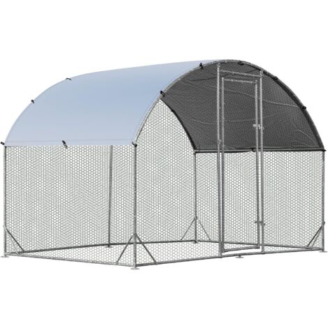 Goplus – Poulailler en métal galvanisé 190 x 280 x 195 cm – Enclos sécurisé avec porte verrouillable – Toit en dôme imperméable – Pour poules et petits animaux