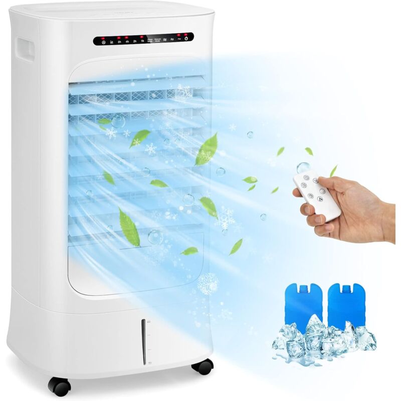 Goplus - Rafraîchisseur d'Air Mobile 10L-Ventilateur/Climatiseur sans évacuation-avec Télécommande/Minuterie-Oscillation Réglable