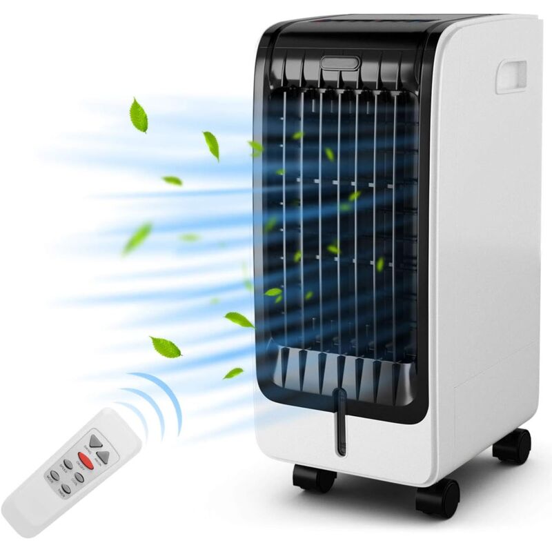 Rafra?chisseur d’Air Mobile, Humidificateur,Ventilateur,Refroidisseur, Réservoir d’eau 6L, 75W, 3 Vitesses, Minuterie 8H, Oscillation Horizontale et