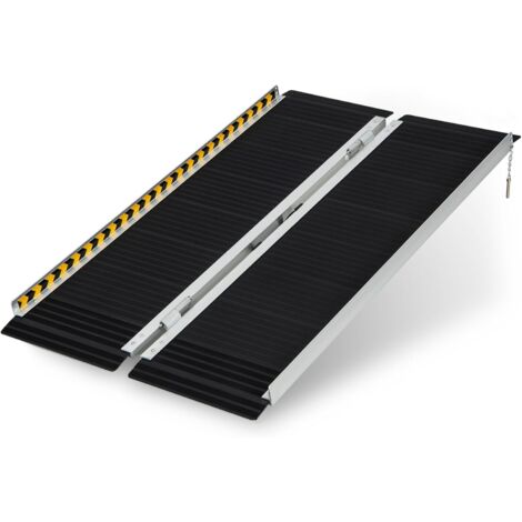 GOPLUS Rampa per Sedie a Rotelle Portatile in Alluminio, Rampa per Carrozzina Antisdrucciolo con Piastra di Transizione, Rampa a Soglia per Casa Gradini Scale (122 x 74 x 5,5 cm)