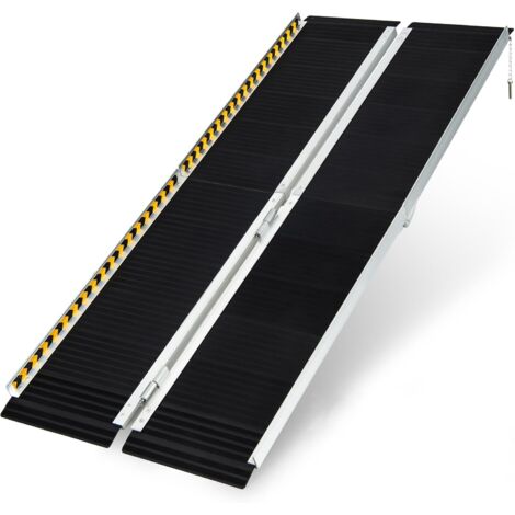 GOPLUS Rampa per Sedie a Rotelle Portatile in Alluminio, Rampa per Carrozzina Antisdrucciolo con Piastra di Transizione, Rampa a Soglia per Casa Gradini Scale (183 x 74 x 8 cm)