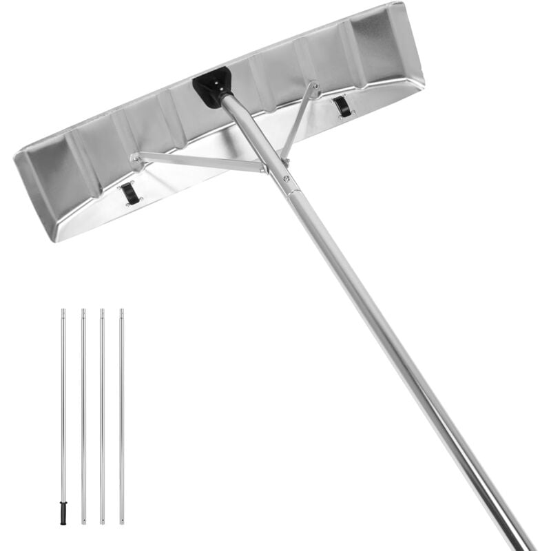 Râteau à Neige pour Toit Voiture, Pelle à Neige Téléscopique 148-608 cm, Outil de Déneigement en Aluminium avec Lame 63 cm, Poignée Antidérapante,
