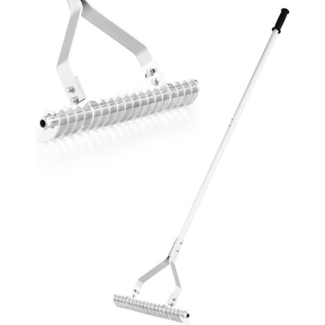 GOPLUS Râteau de Jardin 178cm, Râteau de Gazon en Aluminium avec Manche et Tête Réglable en Angle, 19 Dents Courbées, pour Entretien du Gazon, Nettoyage des Mauvaises Herbes