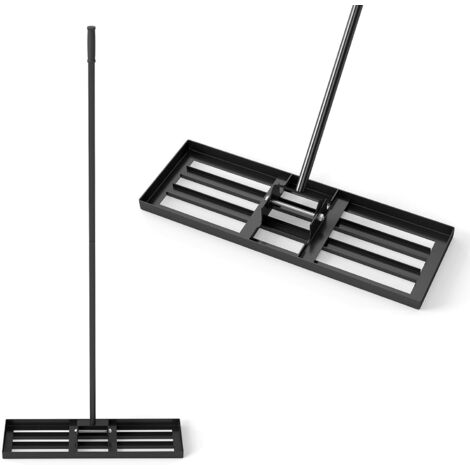 GOPLUS Râteau de Nivellement de Pelouse, Râteau de Jardin avec Poignée Antidérapante de 2 Sections, Raclette à Gaezon pour Cour, 75 x 25CM (Noir)