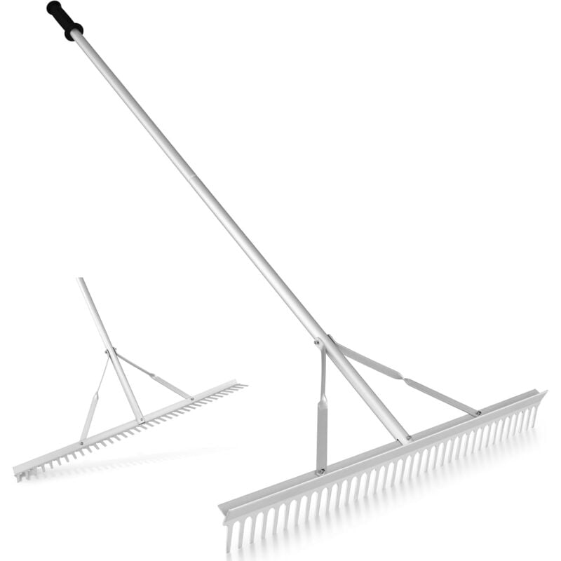 Goplus - Râteau de Jardin en Aluminium avec Tête Double Face de 91cm-36 Dents-Manche Antidérapant 174cm pour Niveler/Ameublir Sol