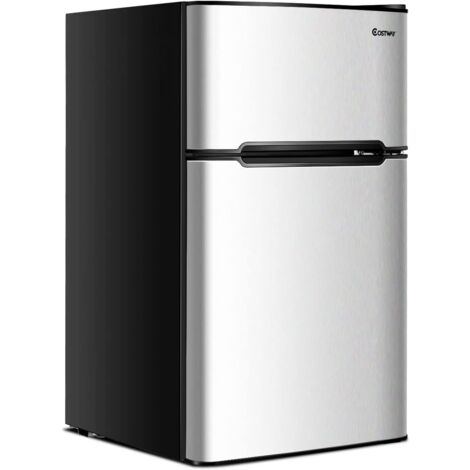Goplus – Réfrigérateur combiné 90 L avec réfrigérateur 63 L et congélateur 27 L – Température réglable 0 à 10 °C – Bruit 45 dB – Argent
