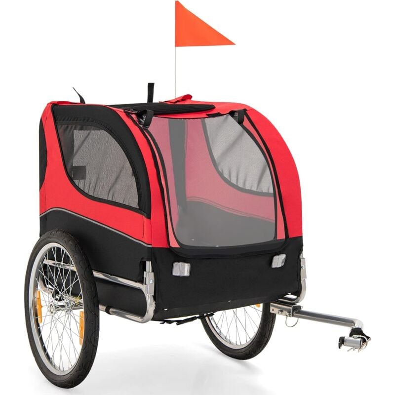Remorque de Vélo pour Chien, Chariot pour Chien de Transport avec Drapeau, 8 Réflecteurs à Roues à Dégagement Rapide, idéal pour Chiens et Animaux