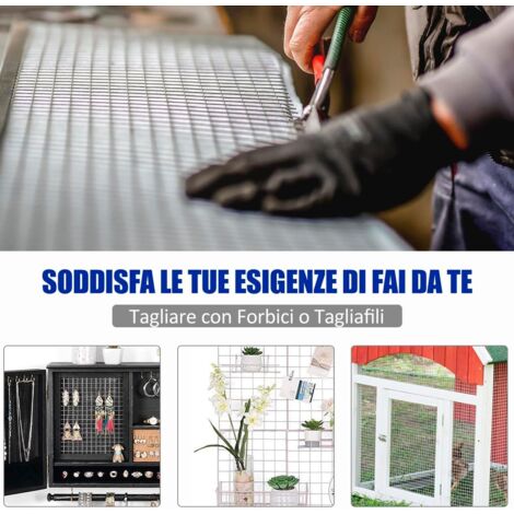 GOPLUS Rete Protettiva Per Recinzione Giardino in Zincato a Caldo Antiruggine, Rete in Metallo per Piante e Animali, Ideale per Coprire Recinti, Barriere e Cancelli, Argento (0,9 X 15 M)