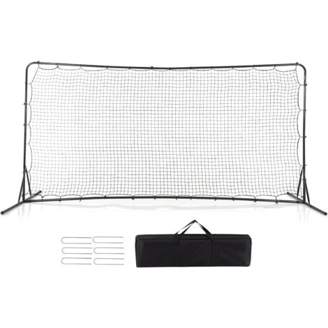 GOPLUS Reti da Rimbalzo da Calcio Portatile, Attrezzatura per l'Allenamento con Borsa da Trasporto, Telaio Metallico Resistente, Picchetti da Terra, Rete da Portiere per Cortile