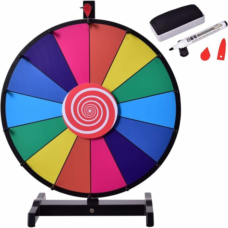 Roue de la Fortune 18 Pouce, Prize Wheel avec Stylo Effacable - Parfait pour des Fetes (18 Pouces) - Goplus
