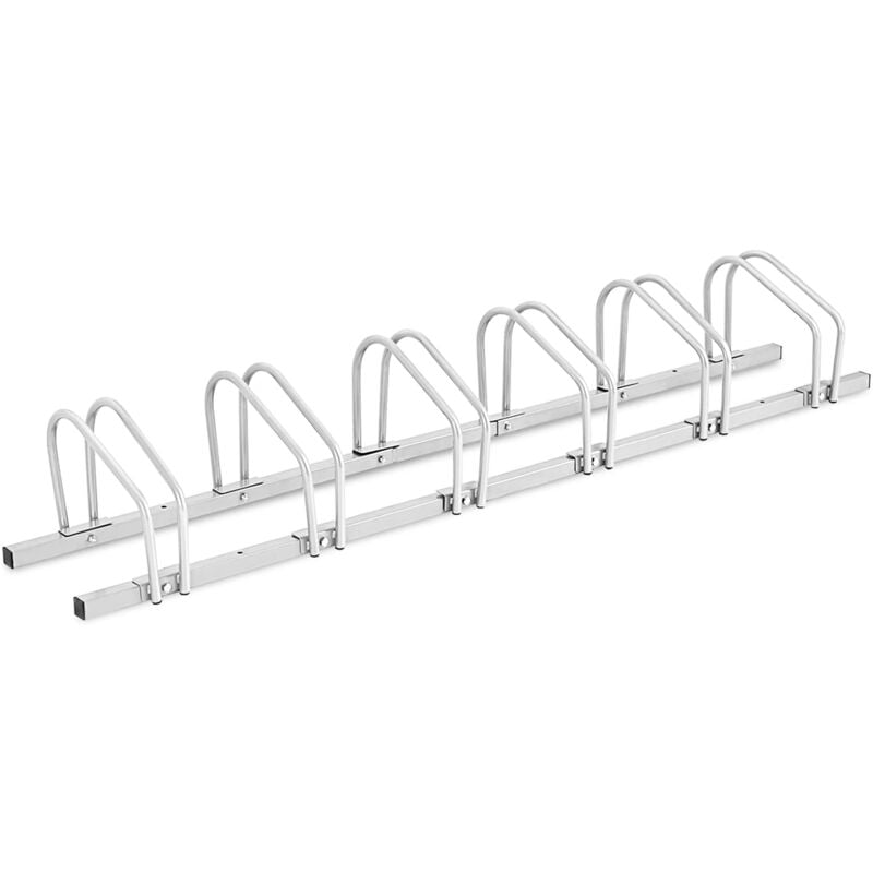 Goplus - Râtelier Familial pour Vélo, Support de Vélo avec 6 Places de Rangement pour Parc et Magasins, Porte-Vélos Idéal pour vtt, Argent