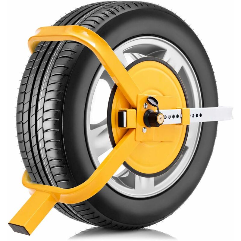 Goplus - Sabot Bloque Roue Voiture Antivol Roue en Acier Robuste avec Grande Ventouse et Deux Serrures Double Protection Antidemarrage pour Pneux de