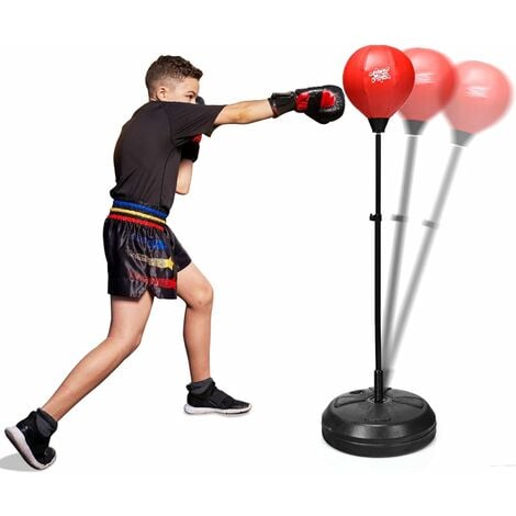 HOMCOM Sac de frappe boxe sur pied punching ball autoportant adulte enfant  H1,65 m cibles