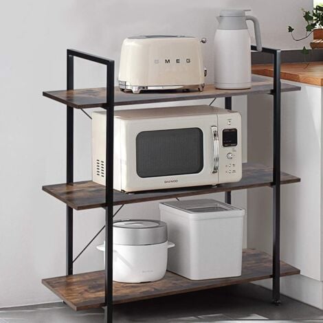 GOPLUS Scaffale di Stoccaggio a 3 Livelli Stile Industriale Struttura in Metallo, Dispositivo Antiribaltamento, Libreria Versatile, Organizzatore di Stoccaggio per Soggiorno/Camera da Letto/Cucina