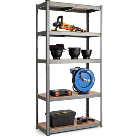 GOPLUS Scaffale in Metallo per Garage per Carichi Pesanti 5 Ripiani per Magazzino, Carico 875kg, 90x40x180cm (Grigio)