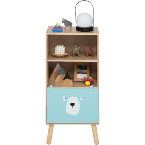 GOPLUS Scaffale per Libri in Legno per Bambini con Ruote Piroettanti, Libreria a 2 Livelli per Bambini, per Cameretta, Stanza dei Giochi, Asilo Nido, Scuola, 40,5 x 29 x 85 cm