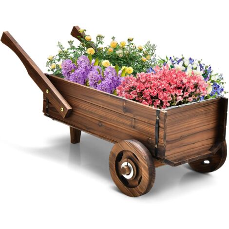 GOPLUS Scaffale Porta Piante a Forma di Carrello, Ideale per Giardino e Cortile (81 x 40 x 38,5 cm)