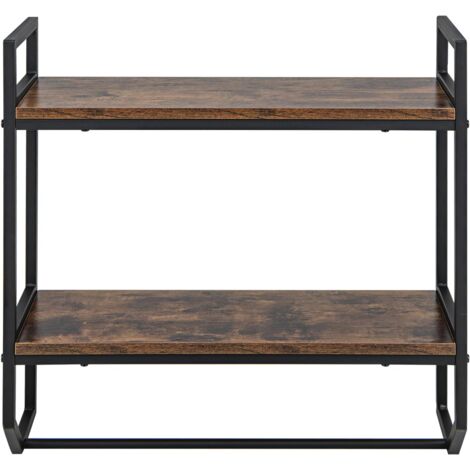 GOPLUS Scaffale Portaoggetti a Parete, Scaffale Sospeso a 2 Livelli con Portasciugamani, Scaffale Industriale a Parete con Struttura in Metallo, per Camera da Letto, Cucina, Bagno