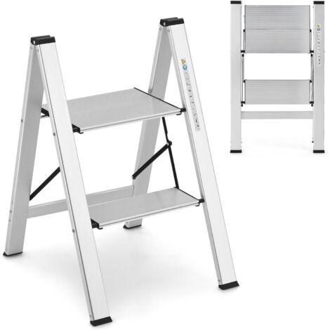 GOPLUS Scala in Alluminio, Scaletta Salvaspazio e Pieghevole con Gradini e Cuscinetti Antiscivolo, Portata di 150 kg (2 Gradini - 49x44x66 cm)