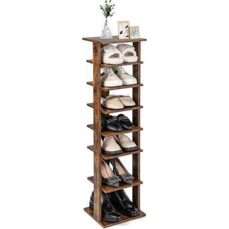 GOPLUS Scarpiera a 7 Ripiani, Scarpiera Salvaspazio Slim in MDF di Diverse Altezze, Scarpiera Ingresso per Corridoio, Soggiorno, Camera da Letto, 27,5 x 26,5 x 110 cm (MARRONE)