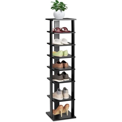 GOPLUS Scarpiera a 7 Ripiani, Scarpiera Salvaspazio Slim in MDF di Diverse Altezze, Scarpiera Ingresso per Corridoio, Soggiorno, Camera da Letto, 27,5 x 26,5 x 110 cm (Nero)