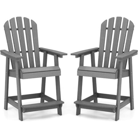 GOPLUS Sedia da Bar, con Schienale Inclinabile, Braccioli e Poggiapiedi, Aspetto Moderno per Giardino, Patio, Balcone, 71 x 83 x 120 cm (Grigio)
