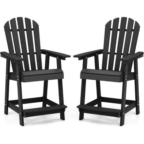 GOPLUS Sedia da Bar, con Schienale Inclinabile, Braccioli e Poggiapiedi, Aspetto Moderno per Giardino, Patio, Balcone, 71 x 83 x 120 cm (Nero)