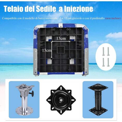 GOPLUS Sedia da Barca con Schienale Alto, Sedia da Pesca Pieghevole con Cuscino Imbottito Morbido e Cuciture Rinforzate, Design Ergonomico Adattato alla Curva del Corpo, Blu (2)