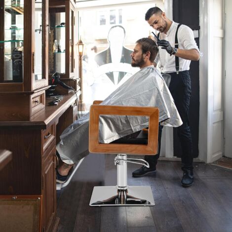 GOPLUS Sedia da Parrucchiere, Sedia da Barbiere Girevole a 360° con Altezza Regolabile, Pompa Idraulica, Schienale Ergonomico e Poggiapiedi, Stile Moderno per Salone SPA & Bellezza