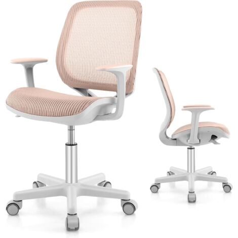 GOPLUS Sedia da Scrivania per Bambini 4-15 Anni, Sedia da Ufficio Ergonomica, Altezza Regolabile, Girevole a 360°, 57 x 57 x 80-92 cm (Rosa Chiaro)