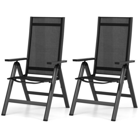 GOPLUS Sedia Pieghevole da Esterno, Sedie in Metallo con Schienale Regolabile, Sedia da Giardino con Piedini Antiscivolo, Portata 110kg, per Giardino, Veranda, Piscina, 72,5 x 58 x 107 cm, 2
